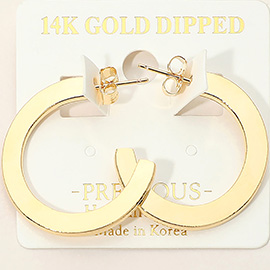 14K Gold Dipped Hypoallergenic Flat Hoop Earrings