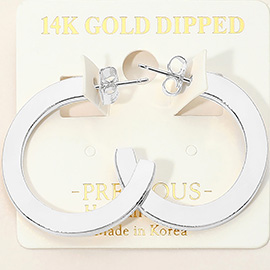 14K Gold Dipped Hypoallergenic Flat Hoop Earrings