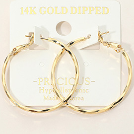 14K Gold Dipped Hypoallergenic Twisted Hoop Earrings