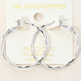 14K Gold Dipped Hypoallergenic Twisted Hoop Earrings