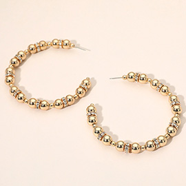 Bold Rhinestone Spacer Beaded Hoop Earrings