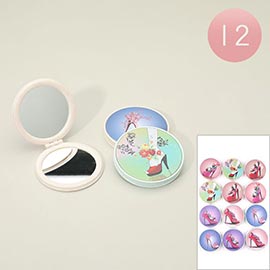 12PCS - High Heel Printed Cosmetic Mirrors