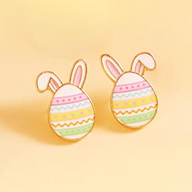 Enamel Easter Egg Rabbit Stud Earrings