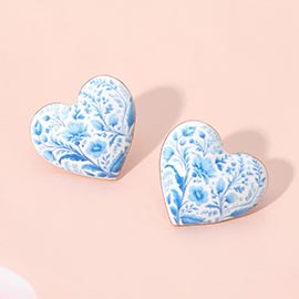 Floral Heart Stud Earrings