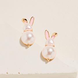 Pearly Easter Bunny Stud Earrings