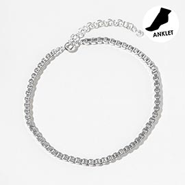 White Gold Dipped Box Chain Anklet