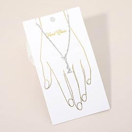 Oval Stone Accent Delicate Hand Chain Bracelet