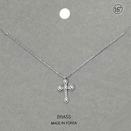 Rhinestone Accent Cross Pendant Necklace