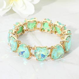 Heart Stone Cluster Beaded Stretch Evening Bracelet