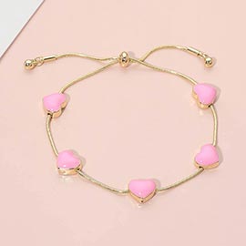 Enamel Heart Station Adjustable Cinch Pull Tie Bracelet