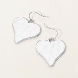 Hammered Metal Heart Dangle Earrings