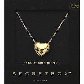 SECRET BOX_14K Gold Dipped Puffy Heart Pendant Necklace