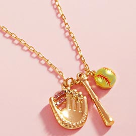 Softball Charm Pendant Necklace