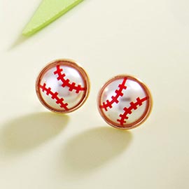 Pearly Baseball Stud Earrings