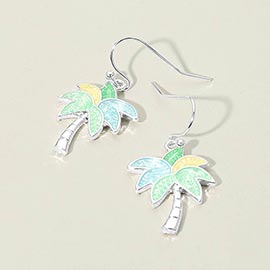 Palm Tree Charm Drop Dangle Earrings