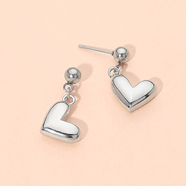 Stainless Steel Heart Charm Dangle Earrings