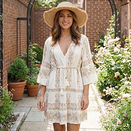 Floral Embroidered Bohemian Mini Dress