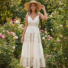 Boho Embroidered Maxi Dress