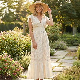 Elegant Embroidered V-neck Maxi Dress