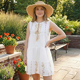 Sleeveless Boho Embroidered Dress