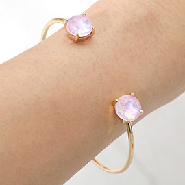 Faceted Round Stone Cluster Tip Cuff Bracelet