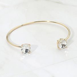 Faceted Round Stone Cluster Tip Cuff Bracelet