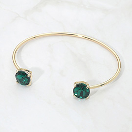 Faceted Round Stone Cluster Tip Cuff Bracelet