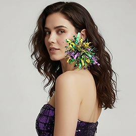 Bold Mardi Gras Tinsel Fringe Statement Earrings