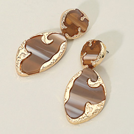 Textured Metal Frame Abstract Celluloid Acetate Drop Dangle Statement Earrings