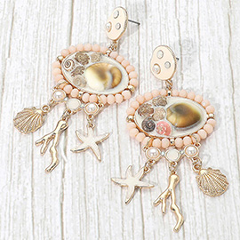 Ocean Charm Drop Statement Earrings