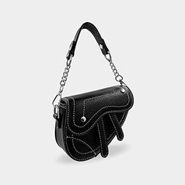Faux Leather Mini Saddle Shoulder Crossbody Bag