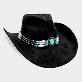 Beaded Western Concho Band Cowboy Hat
