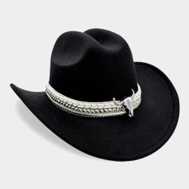 Steer Head Studded Accent Band Cowboy Hat