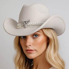 Steer Head Studded Accent Band Cowboy Hat