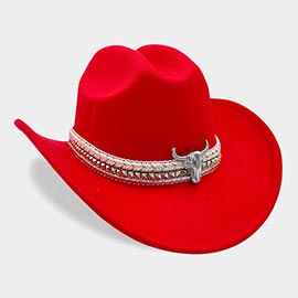 Steer Head Studded Accent Band Cowboy Hat