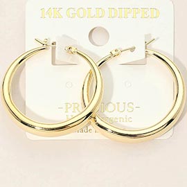 14K Gold Dipped Hypoallergenic Pin Catch Hoop Earrings