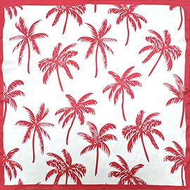 Palm Tree Pattern Printed Square Silky Satin Bandana Scarf