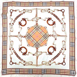 Abstract Horseshoe Printed Square Silky Satin Bandana Scarf