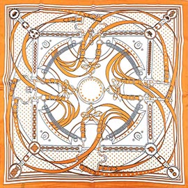 Equestrian Harness Belt Printed Square Silky Satin Bandana Scarf