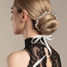 CZ Leaf Cluster Vine Bun Wrap Headpiece