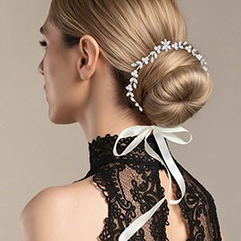 CZ Leaf Cluster Vine Bun Wrap Headpiece