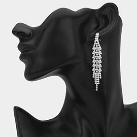 Rhinestone Pave Fringe Drop Evening Earrings