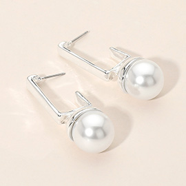 Pearl Drop Geometric Hoop Earrings