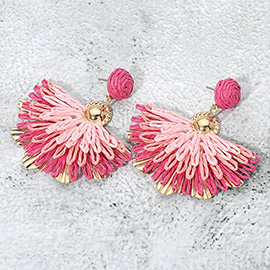 Raffia Fan Drop Dangle Earrings