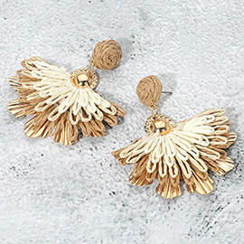 Raffia Fan Drop Dangle Earrings