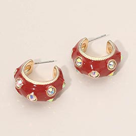 Chunky Pearl Embellished Enamel Hoop Earrings