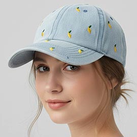Lemon Embroidery Pattern Baseball Cap