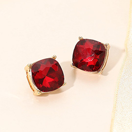 Square Cushion Stud Earrings
