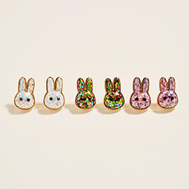 3Pairs - Easter Bunny Stud Earring Set