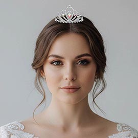 Teardrop Stone Accent Rhinestone Paved  Mini Princess Tiara